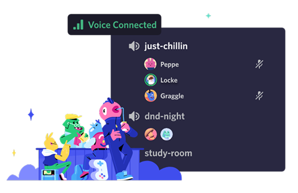 Exemplo de canal de voz no Discord